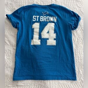 Detroit Lions ST BROWN #14 Blue Tee Women’s XS/ Youth Large Football NFL